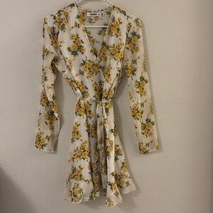 Yellow floral long sleeve dress